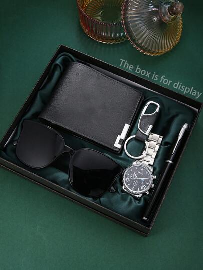 青少年五件套：计时手表+时尚钱包+个性太阳镜+彩色钥匙扣+学者签名笔