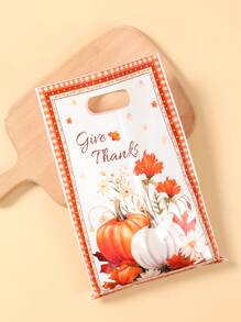 10/25/50pcs Autumn Pumpkin Flowers Style Gift Handbags, Thanksgiving Party Treat Gift Packaging Bag, Small Thank You Plastic Gift Bag, Happy Thanksgiving Day Party Decoration Supplies, Home Decor, Table Decor, Thanksgiving Party Supplies, Autumn Harvest Holiday Event Party Gift Packing Supplies, Fall Decor, Autumn Thanksgiving Party Gifts Favors Decor Packages