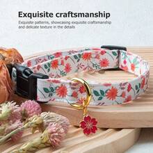 Pet Basic Dog Collars - Red and White Flower - View 5
