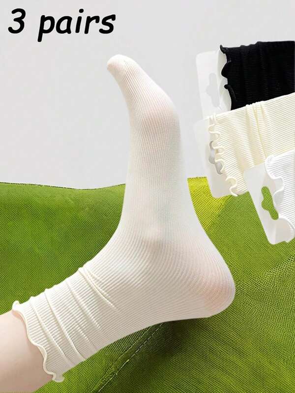 3 paia di calze a mezza gamba in rete traspirante con bordo in pizzo sottile per donna, calze confortevoli, adatte per estate e autunno