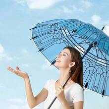 1 pièce Parapluie dôme en cristal romantique, 16 baleines, parapluie dôme bleu rétro, résistant au vent et à la pluie, accessoire photo, parapluie épais transparent, parapluie de pluie beau et créatif, parapluie ménager, grande taille, convient pour les jours de pluie, la photographie en extérieur et comme petit cadeau pour les amis