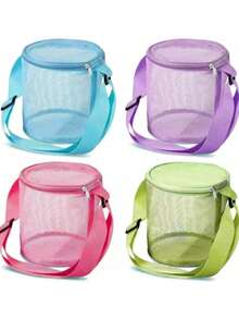 8 件套彩色夏季儿童网壳装饰大容量收纳袋，沙滩沙桶玩具收纳袋（颜色随机）