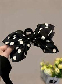 1 Stück eleganter Stoffbogen Polka Punkt Haarklammer für Damen, Punkt Schleife Pferdeschwanz Hochsteckfrisur Haarklammer, geeignet für Kleider, vielseitige tägliche Haarstyling Deko-Accessoires, boho elegante Mode Haarzubehör
