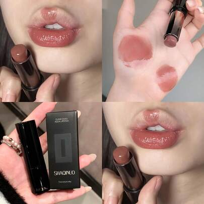 SHAQINUO Barra de labios hidratante con efecto voluminizador, de textura fina y suave, de larga duración, pigmentada y de cobertura total, no pegajosa, fácil de aplicar para unos labios suaves y brillantes