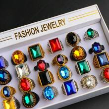 Paquete de 10 anillos de piedra natural vintage y ajustables, adecuados para joyería diaria de mujer, fiestas y regalos