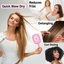 Brush For Curly Hair For Women Detangling Defining Dual Head Scalp Massage Brush For Frizz Free Curls Long Handle Suitable For All Hair Types Home - Pink - View 2