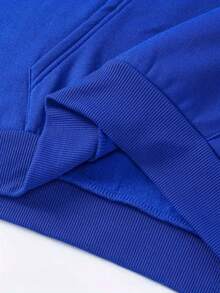 Cold Weather Blouse - Kangaroo - Personalized BOS Writing Design - Premium Knit - 30.1 - 100% Cotton - Casual - Warm - Winter Spring / Autumn Regular Fit Pocket Drawstring - Royal Blue - View 3