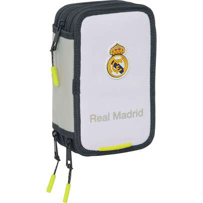 Drieluik Etui Real Madrid 25/26 - Schooletui met 37 benodigdheden inbegrepen, kinder etui, kinderkoffer, ideaal voor kinderen van 5 tot 14 jaar, comfortabel en veelzijdig, kwaliteit en duurzaamheid