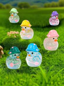 100/50/20/10/1pc Luminous Flash Mini Ducks, Miniature Duck With Hats, Fluorescence Fairy Garden Decoration, Cute Animals Micro Landscape,Desktop Decoration Accessories Home Decor