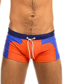 Taddlee Swimsuits Men's Swim Boxer Trunks Sexy Swimwear Square Cut Board Shorts - 橘色 - 查看 1