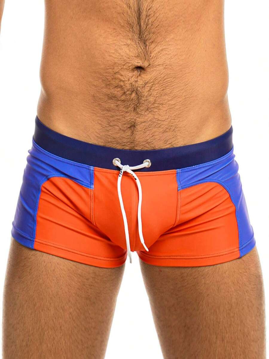 Taddlee Swimsuits Men's Swim Boxer Trunks Sexy Swimwear Square Cut Board Shorts - 橘色 - 查看 1