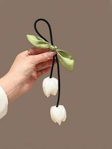 2 件套郁金香花朵发圈，可爱甜美女孩发饰马尾辫发夹，发球 - 彩色 - 查看 13