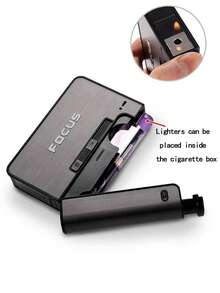 10-Pack Cigarette Case With Lighter Compartment, Creative Design Cigarette Box For Men (Lighter Not Included), Smoking Accessories, Cigarette Storage, Cigarette Holder Case, Gifts