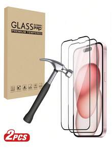 2pcs 9D Full Coverage 2.5D 9H Economical Tempered Glass Screen Protector, Compatible With IPhone 17/17 Pro/17 Pro Max/17 Air/16/16 Plus/16 Pro/16 Pro Max/15/14/13 Mini/12/11/XS Max/8+/7 Series - Clear - View 2