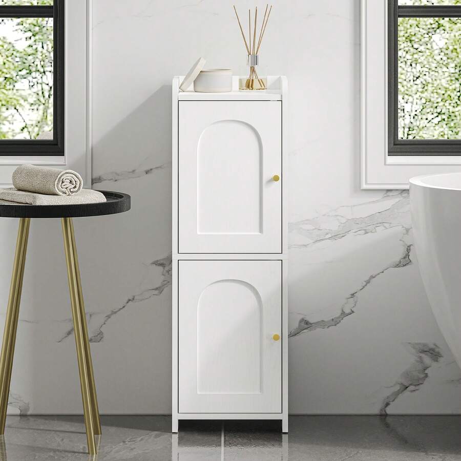 HEXCELEN Bathroom Cabinet, Bathroom Cabinet With 2 Doors And Adjustable Shelf, Slim Toilet Paper Cabinet, Bathroom Organizer For Small Spaces, White - trắng - Xem 1