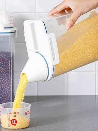 1/2/4 件厨房谷物储存罐，带盖和量杯，密封谷物容器，防潮防虫米桶