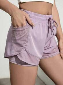 Shorts de yoga de 2 en 1 para mujeres con tela de secado rápido y bolsillos de malla - para actividades casuales, entrenamiento en el gimnasio - adecuado para el verano - para mujeres - perfecto para un estilo de vida activo