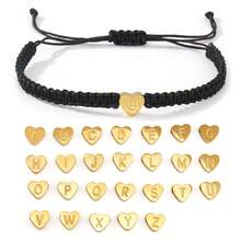 1 件个性化首字母心形手链，情侣字母姓名手链礼物，友谊珠宝，可调节男女通用设计，适合男朋友、女朋友、最好的朋友周年生日礼物