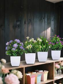 4 件/1 件小型假植物迷你人造植物带花适用于家庭房间办公室农舍浴室桌架室内装饰婚礼派对春季装饰。 - 彩色 - 查看 10