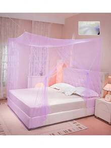 长方形柱状窗帘和床裙，优雅蚊帐，4门蚊帐，蚊帐床裙，悬挂式蚊帐（圆顶单门），家居卧室宫廷落地网帘，网状床裙窗帘，公主床裙蚊帐（不带灯） - 彩色 - 查看 16