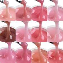 6 Colors 15ml UV Cured Nail Extension Adhesive - Crystal Clear, White, Milky Jelly, Light Pink, Pink, Nude - Smooth, Alcohol-Free, Quick-Drying, Perfect For Nail Art And Salon Use- An Easter Gift For Girls With Nail - 彩色 - 查看 5