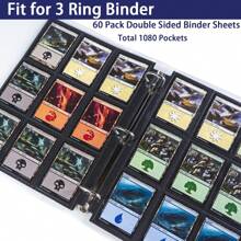 Carpeta con 100 fundas para cartas coleccionables, capaz de mantener 1800 cartas en total, funda negra para cartas coleccionables, fundas laterales mantienen tu colección en su lugar, con 9 bolsillos doble cara