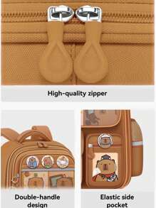 1 套 Kuromi Capibara 背包，可爱的 Sanrio 书包轻便舒适，适合低年级学生，大容量背包，减轻负重，保护脊椎，适合朋友和学生的学校用品文具，开学季 - 彩色 - 查看 6