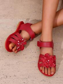 Sandalias para niños 2025: Flor grande de gancho y bucle para un solo pie, de moda y versátil, con punta redonda, suela plana, antideslizante, zapatos lindos para usar en la playa