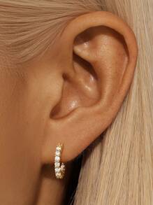 1Pc 925 Sterling Silver Cartilage Helix Piercing Earring For Women Hypoallergenic Flat Back Stud Earring Perfect For Daily Wear/Party/Gift Bridal Jewelry Fine Jewelry