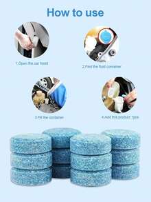 5/10/20/50/100pcs All-Season Windshield Cleaning Tablets, Concentrated Effervescent Degreasing Agent, Removes Oil Film And Streaks, Fast Dissolving Washing Liquid Booster, Anti-Freeze To -30°C, Suitable For All Car Models - Blue - View 6