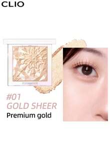 Clio K-Beauty Prism 高光，高光澤臉部亮采，珍珠閃耀細緻烘焙粉，亮片持久，粉狀高光，日常妝容 - 01 GOLD SHEER - 查看 8