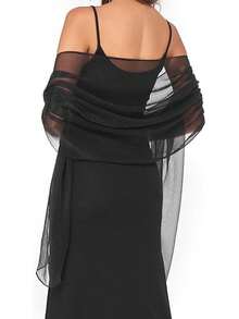 1 件女士纯色轻质披肩/裹身裙，适合婚礼、宾客和伴娘秋季女士服装 - 彩色 - 查看 6