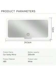 320mAh LED Lighted Car Visor Makeup Mirror, Rechargeable Vanity Mirror With Touch Control 3 Lighting Modes, Clip-On Rearview Mirror Makeup Mirror, Suitable For All Vehicles, Universal Car Interior Accessory - Ideal Christmas Gift, Perfect Valentine's Day Gift - White - View 10