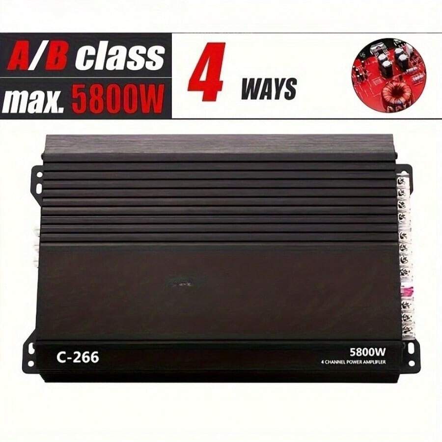 [12V Car Amplifier] KUERL 4 Channel AB Class 12V Car Amplifier | 5800W Power | Car Audio Amplifier To Drive Subwoofers And Speakers - màu đen - Xem 1