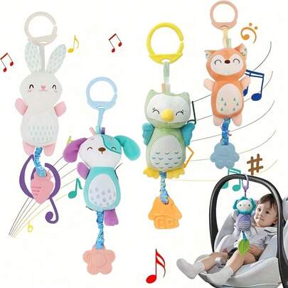 Plush Baby Toy With Portable Hanging Ring Chimes Toy - Baby Stroller Chimes Plush Rattle Doll, Suitable For Car Seat, Random Color Accessories