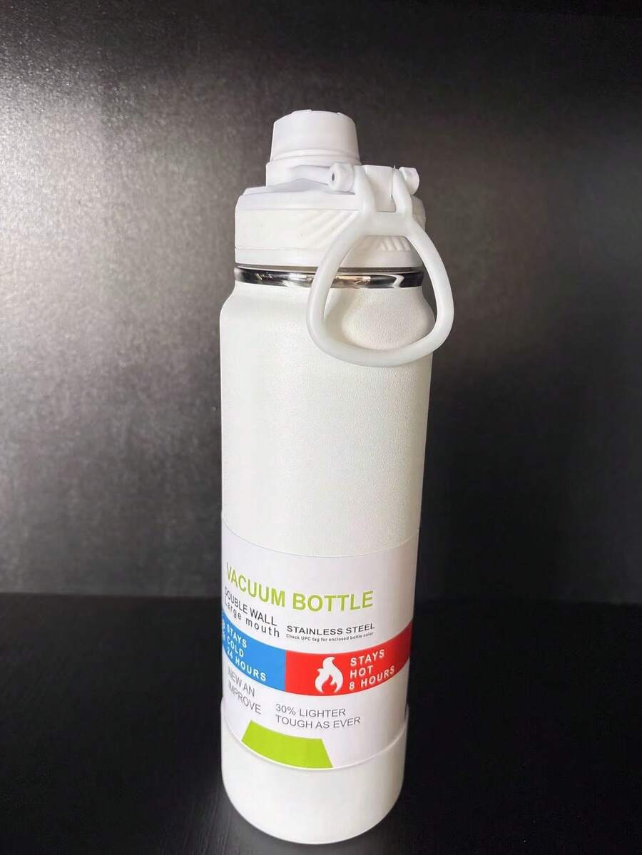 Thermal Bottle With Protective Cover 600ml 800ml 1000ml Spatial Hot & Cold Stainless Steel Insulation Large Capacity - White - View 1