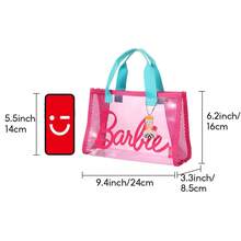 Miniso Barbie Sunshine Series PVC Lunch Bag Fashion All-Match Beach Bag Large Capacity Summer Transparent Jelly Bag Casual Mesh Waterproof Handbag Cosmetic Bag - Blue - View 7