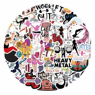 55Pcs Fitness Stickers Workout Stickers Gym Stickers Weight Lifting Stickers Encouragement Stickers Health Stickers School Supplies,Back To School