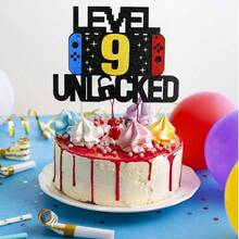 1pc Retro Gamer Theme Cake Topper, Colorful Laser-Cut Number Birthday Party Cake Decorations With Cake Flag Insert - Multicolor - View 14