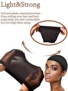 Touca Preta para Perucas Femininas, Touca de Renda para Peruca Frontal, Touca Careca para Perucas, Vermelho Marrom, 20/12 Peças