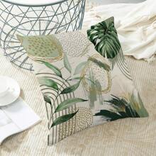 2PCS Medieval Pillowcase Bohemian Sage Green Gold Palm Leaf Cuddle Pillowcase Outdoor Decorative Bohemian Modern Abstract Tropical Leaf Pillowcase Upholstery Cushion Cover Home Sofa With One Side Without Pillow