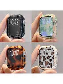 1 件树脂琥珀色硬质 PC 手表保护套个人镂空抗冲击保护壳，兼容 表壳 38/40/41/42/44/45/46 毫米，兼容 系列 SE/11/10/9/8/7/6/5/4/3/2/1，智能手表表壳配件 - 琥珀色(無手錶) - 查看 7