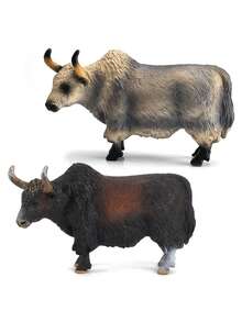 1pc Plateau Yak Solid Ornament Toy Animal American Bison Model Set