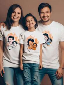 Customizable 3D Print T-Shirt - Personalized Photo/Family Theme Short Sleeve T-Shirt, Suitable For Men And Women, Casual Crew Neck, Lightweight With Slight Stretch, Ideal For Father's Day Gift, Casual T-Shirt | Playful Design | Lightweight Tee, Size S-2XL