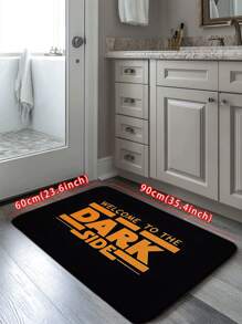 1pc Minimalist Fashion Style Dark Color Letter Print Doormat, Indoor Entrance Mat, Elastic Bathroom Mat, Bathroom Non-Slip Mat, Modern Simple Design, Absorbent, Anti-Slip And Durable Small Rug, Kitchen Floor Mat, Flannel Bathroom Non-Slip Mat, Suitable For Bathroom, Living Room, Bedroom, Kitchen, Shower Room, Home Decor, Shower Room And Party Carpet, Bathroom Decor, Bathroom Mat, Bathroom Accessories