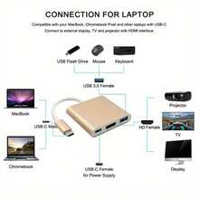 USB C To  Adapter, Type C To  Multiport Adapter With 4K  Output,3 In 1 USBC To 4K ,USB3.0 And USB C Charging Port, USB-C Digital AV Multiport Adapter For TV And Projector - Silver - View 8