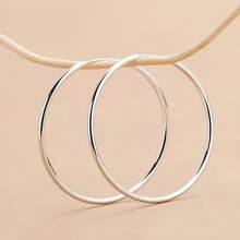 Luxury Sterling Silver Smooth Hoop Earrings - Anti-Allergic, Elegant, Casual Design For Women's Everyday Casual Wear - 925 Sterling Silver