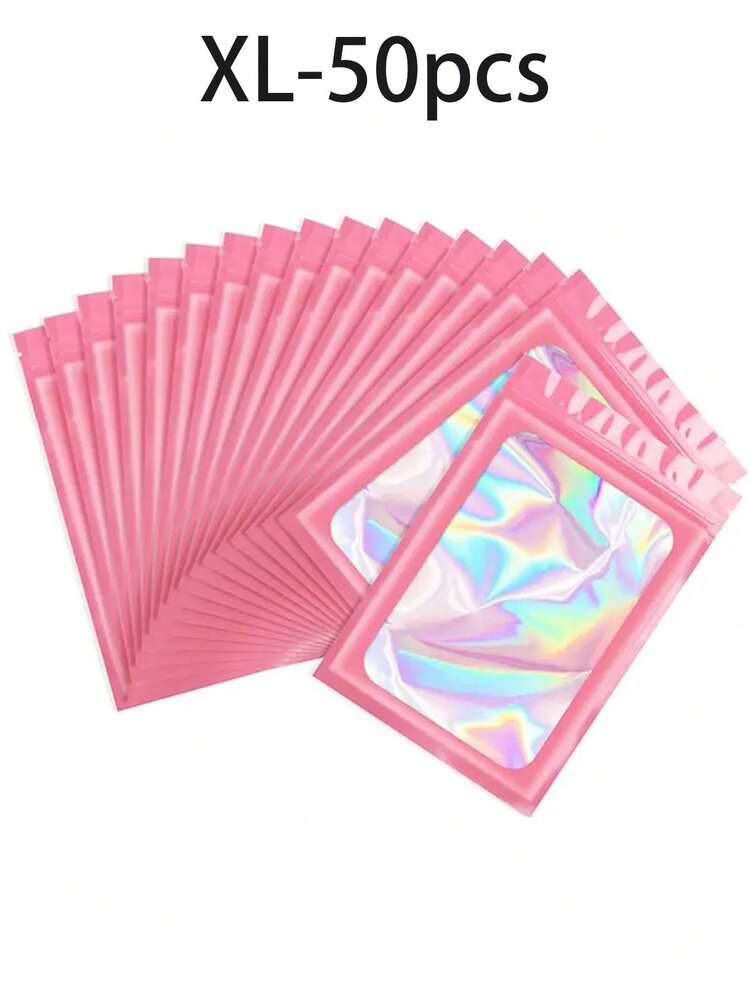 100pcs Transparent Window Jewelry Bags, Gradient Color Jewelry Sealing Bags, Reusable, Dustproof And Anti-Oxidation, Suitable For Rings, Earrings, Necklaces, Pendants And Other Jewelry, Jewelry Accessories Organization, Home Essentials, Holiday Gifts. - Multicolor - View 18
