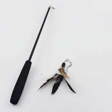 Interactive Cat Feather Toy Feather Teaser Stick Wand Pet Retractable Feather Bell Refill Replacement Catcher Product For Kitten - màu đen - Xem 11