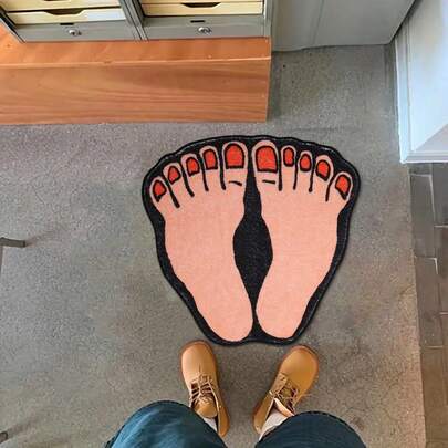 Un tapis de sol décoratif de forme de gros orteil créative, en matériau imitation cachemire, super absorbant, avec un dos antidérapant. Convient pour le salon, la chambre, la salle de bain, l'entrée, le bureau et autres scènes. Idéal comme décoration de fête, de retour à l'école, de salle de bain et de cuisine.